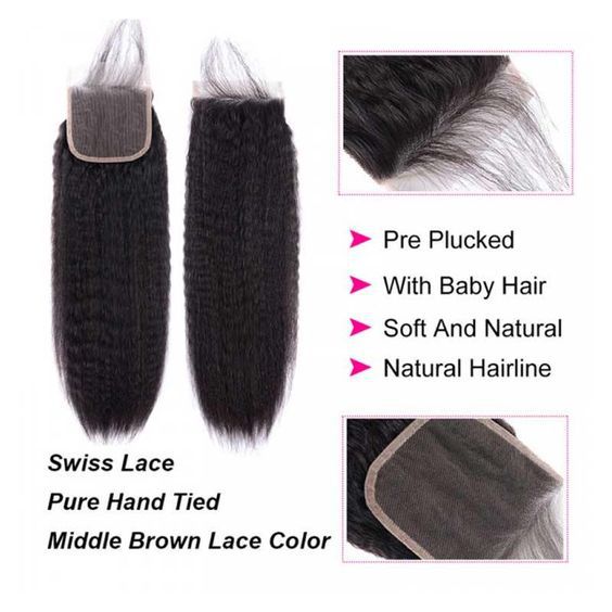 Unica 4x4 Lace Closure - Natural Color Kinky Straight
