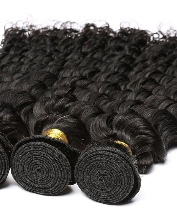 Deep Wave Human Hair Weft Natural Color - UnicaWigs