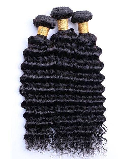 Deep Wave Human Hair Weft Natural Color - UnicaWigs