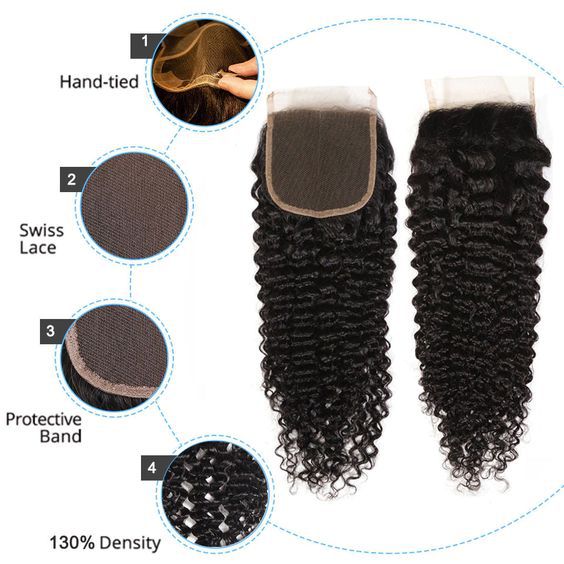 Unica 4x4 Lace Closure - Natural Color Kinky Curly Wave