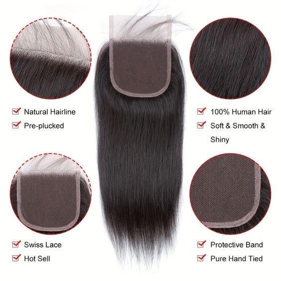 Unica 4x4 Lace Closure - Natural Color Silk Straight - UnicaWigs