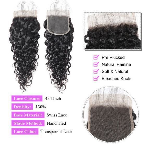 Unica 4x4 Lace Closure - Natural Color Water Wave - UnicaWigs
