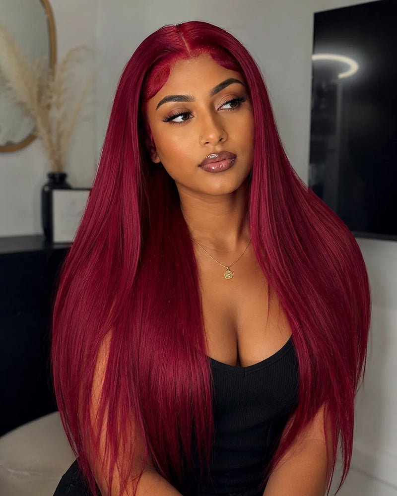 Unica Human Hair Weft – Silky Straight 99j Burgundy - UnicaWigs