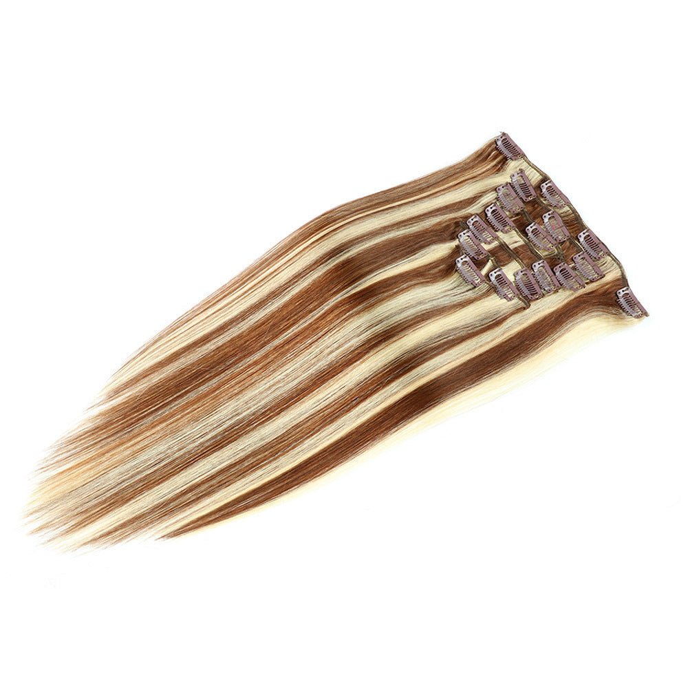 Unica Remy Straight Human Hair Clip-In Extensions – #6/613 - UnicaWigs