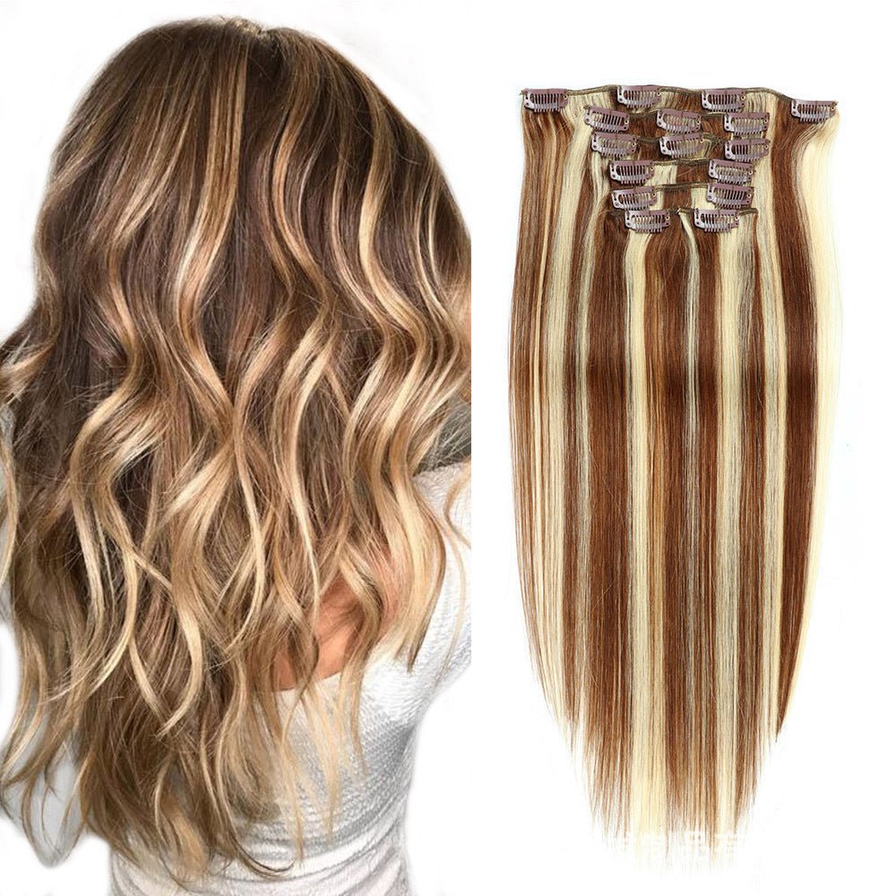 Unica Remy Straight Human Hair Clip-In Extensions – #6/613 - UnicaWigs