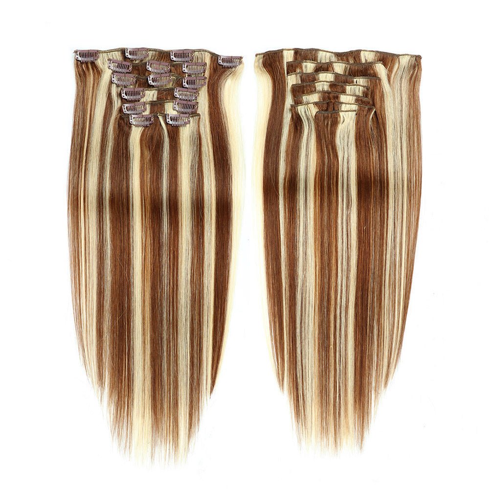 Unica Remy Straight Human Hair Clip-In Extensions – #6/613 - UnicaWigs